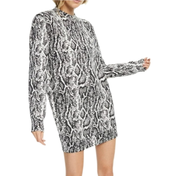 CULPOS x INC International Concepts Black and White Bodycon Sweater Dress, Sz L - Picture 1 of 6